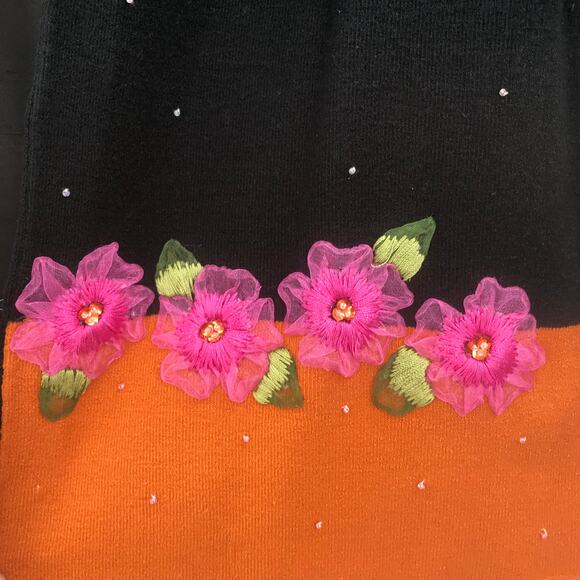 Eagle's Eye 2 Piece Floral SILK Open Front Sweater & Sheath Dress Black Large - Picture 11 of 11